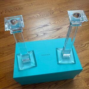 Tiffany & Co. Clear Crystal Candlesticks set of 2